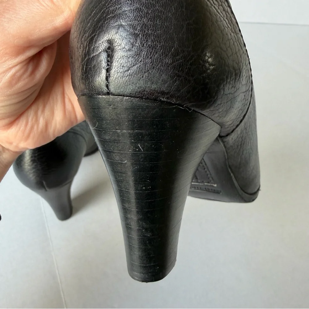 Born Crown Black Leather 3‎ Inch Heels Granny Witchy Academia Women’s 8